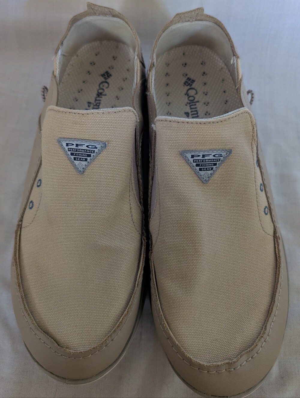 Columbia Men's Bahama Vent PFG Shoes Waterproof Beige Boat Loafer Size 9.5